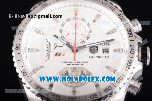 Tag Heuer Grand Carrera Calibre 17 RS3 Miyota Quartz Full Steel with White Dial and Stick Markers - Click Image to Close